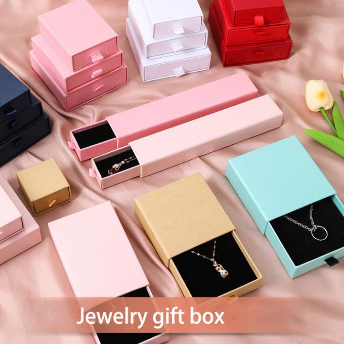 Custom Logo Karton Laci Perhiasan Kemasan Box Untuk Kalung Earring Gelang Cincin Perhiasan Box 3