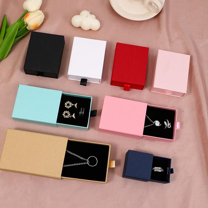 Custom Logo Karton Laci Perhiasan Kemasan Box Untuk Kalung Earring Gelang Cincin Perhiasan Box 5