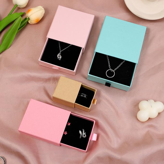 Custom Logo Karton Laci Perhiasan Kemasan Box Untuk Kalung Earring Gelang Cincin Perhiasan Box 6